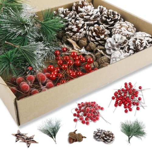 160 Stück Adventskranz Deko, Weihnachtspotpourri Einschließlich Zimtstangen Deko, Tannenzapfen deko, Getrocknete Orangenscheiben Deko, Mooskranz, Adventskränze Eignen Sich für Festliche Anlässe