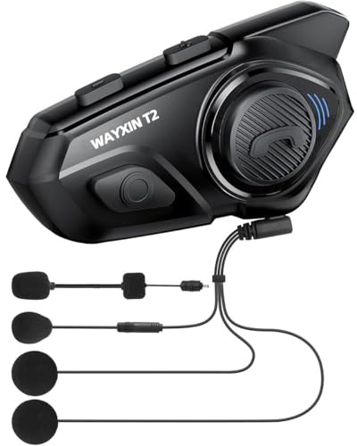 WAYXINT2 helmet bluetooth headse 2-Way Motorcycle Intercom,Triple Noise Reduction,Motorbike helmet bluetooth with Hi-Fi Soft/Hard Mic/IP67/Music Control/AI Voice/Headphone for Solo Riding(1pc)
