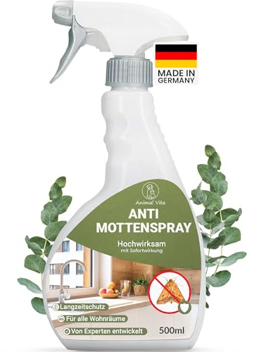 Anti Motten-Spray 500 ml – [zuverlässige Abwehr gegen Kleidermotten & Lebensmittelmotten] – Mottenspray für Kleiderschrank, Textilien, Teppich & Küche – mit dezentem Zitrusduft (Motten)