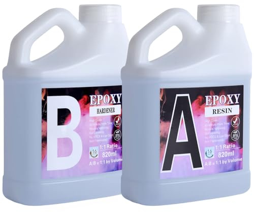 1640ml Epoxy Resin Kit - Crystal Clear Epoxy Resin and Hardener 1:1 Volume Ratio for Coasters, Mould Casting, Table Top, Jewellery Making, DIY Crafts Art