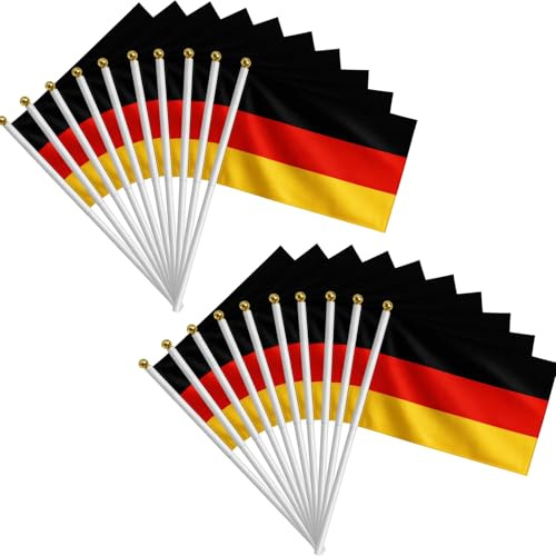 Bolígrafo de banderas de Alemania, Mundial de Fútbol 2026, bandera de Alemania, pequeño para eventos deportivos y fiestas de fútbol, 20 banderas de mano con un juego de pintura facial