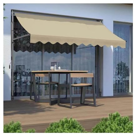 HBOOMOEM Tenda Da Sole A Bracci Estensibili，Tenda Parasole Da Esterno A Manovella，Angolo E Altezza Regolabili, Adatti for L'Uso In Giardini Esterni, Parchi E Balconi.(Beige,350CM/137.8in)