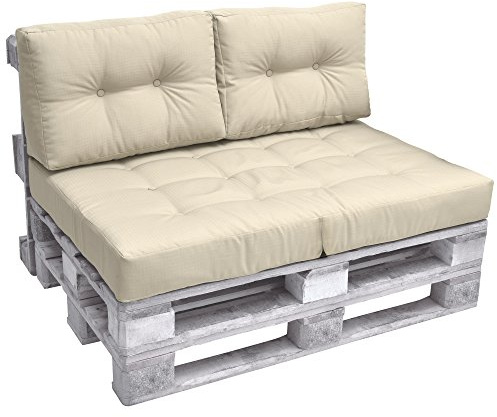 Beautissu Palettenkissen Outdoor Rückenkissen für Paletten Europaletten | 60x40cm Natur Auflagen Palettensofa Palettenmöbel Balkon Palettenpolster Garten Lounge Kissen palettenauflage Elements