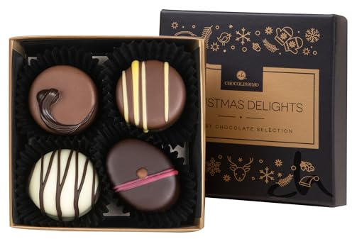 CHOCOLISSIMO - Weihnachtsschokolade - Pralinen Geschenk - 4 Weihnachtspralinen, handgefertigt, Geschenk zu Weihnachten, Nikolaus für Mama, Papa, Oma, Opa - Christmas Delights