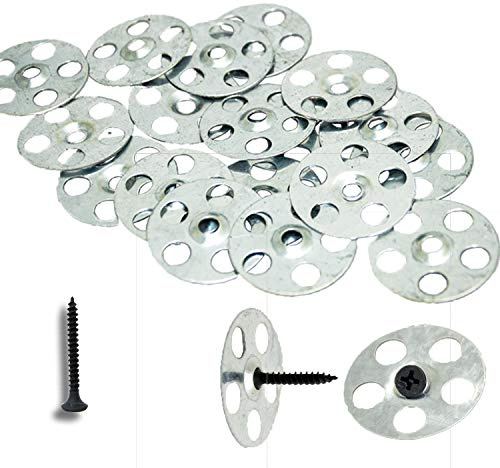 36mm Steel Insulation Washers And Screws For Insulation Fixings Including Tile Backer Boards XPS Insulation And More Packs of The 100 (35mm Screws x100 and 36mm Washers x100)