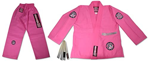 ROLL HARD Kids Brazilian Jiu Jitsu Kimonos Pink (M0)