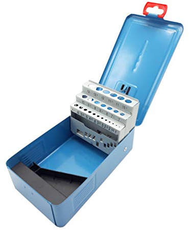 Design61 - Cassetta di metallo per 25 punte elicoidali, dimensioni 1,0-13 x 0,5 mm, vuota