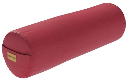 GORILLA SPORTS® Yoga Bolster 65 x 20 cm, Bio Dinkelspelz-Füllung, Baumwolle | Waschbarer Bezug aus 100 % Baumwolle, Tragegriff und Farbwahl; Yogarolle, Yogakissen, Yogabolster, Pilates, Restorative Yoga