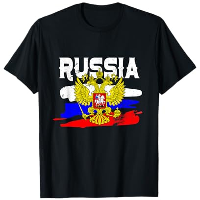 Russland Russia Russische Flagge mit Adler Wappen T-Shirt