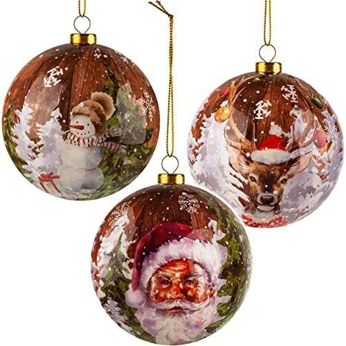 alles-meine.de GmbH 3 Stück große Weihnachtsbaumkugeln Verschiedene Motive wählbar Innen & Außen - bruchfest - Kunststoff - wetterfest + wasserfest - Ø 8 cm - Winter - Weih..