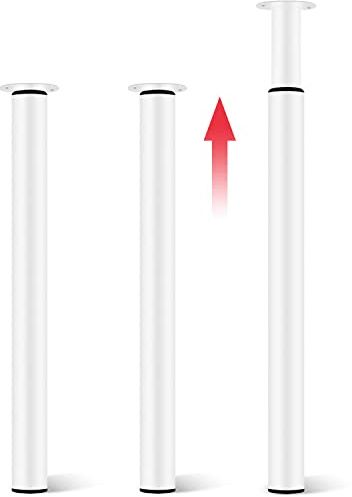 Hibtn Adjustable Table Leg 710–1100mm,Metal Breakfast Bar Leg, White,2 Pcs | Heavy Duty Round Leg for Kitchen Island, Desk, Workbench & DIY Furniture