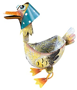 Ornamentaler Übertopf mit Ente, Bauernhof, Tier, Gartenskulptur, Metall, Terrassendekoration
