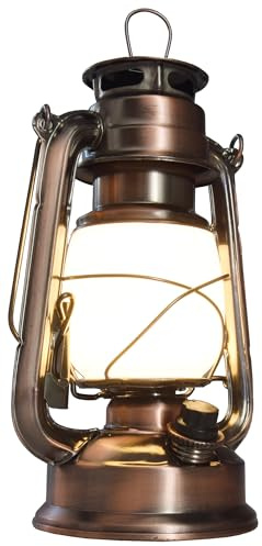 ChiliTec Campinglaterne Akku LED Retro Leuchte 23cm | USB-C aufladbar, Gartenlaterne mit Bügel, stufenlos dimmbar, Warmweiß