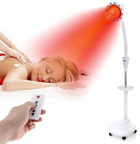 VARIPOWDER Red Light Therapy for Face and Boby Infrared Heat Lamp with Adjustable Stand LED 660nm and 850nm Red-Light for Skin Care (Water/Sand Filled Base)