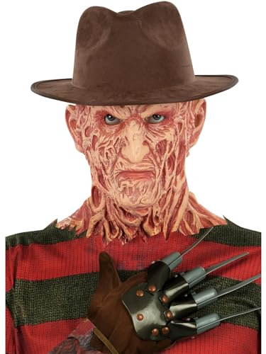 Smiffys A Nightmare On Elm Street, sombrero de Freddy Krueger, Sombrero de fieltro marrón Halloween, Carnaval