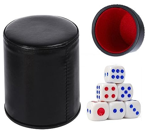 Rundes Horn-Würfelbecher-Würfelbecher-Set mit leisem Schütteln. Genießen Sie geräuschloses Spielen mit Filzfutter. Würfelbecher mit großem Durchmesser und Würfelbecher mit Filzfutter Schwarz A