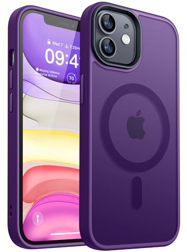 CANSHN Magnetisches Hülle Kompatibel mit iPhone 11 [Quadratischen Kanten] Kompatibel mit MagSafe Kabellosem Laden (Dunkelviolett)