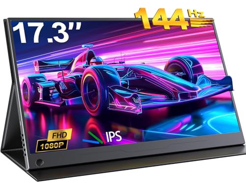 UPERFECT Tragbarer Monitor 17,3 FHD IPS HDR mit 100% sRGB, FreeSync, VESA/Standhalterungen – Ultraschlankes rahmenloses Design, 180° verstellbar – Perfekter Zweitbildschirm für unterwegs für Laptops