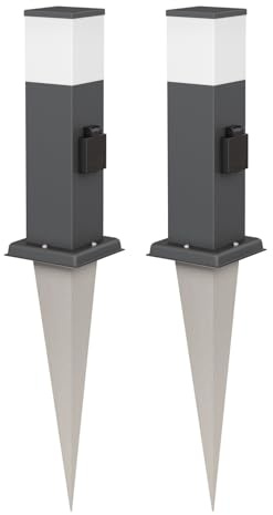 ledscom.de 2x Pollerleuchte POLLY mit Erdspieß für außen, 35cm, anthrazit, Steckdose, inkl. G9 Leuchtmittel, 501lm, warmweiß