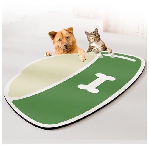 Futtermatte für Hunde, für Futter und Wasser, schnell trocknend, Gummi, leicht zu reinigen und keine Flecken, Hundematte für Futter und Wasser für unordentliche Trinker, Grün, 30 x 50 cm