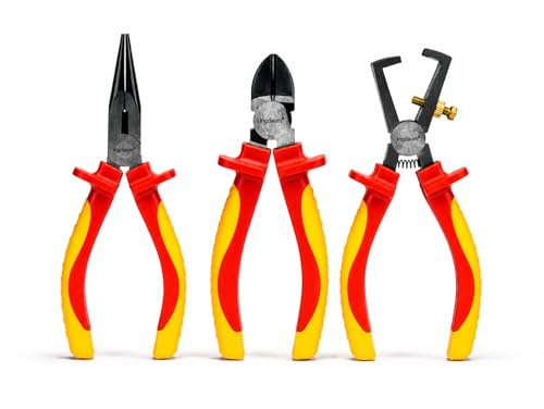 INGDAUM VDE Zangenset 3-teilig 160 mm | Seitenschneider, Spitzzange & Abisolierzange, Isoliert bis 1000 V, IEC 60900, Profi-Werkzeug für Elektriker, Version 3.1