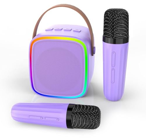 Texpot Karaoke Machine 2 Microphones, Kids Microphone Portable Wireless Bluetooth Speaker for Kids Adults Toddler, Christmas Kids Toys for 4 5 6 7 8 9 10 12 Year Old Birthday Gift Ideas (Purple)