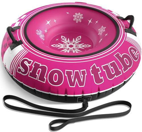 Jasonwell Inflatable Snow Tube Sled - 48 Heavy Duty Snow Tubes for Sledding with Premium Canvas Cover for Kids Adults Snow Toy Fun Winter Outdoor Toys Christmas Birthday Gift for Boys Girls Children