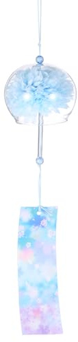 M METERXITY 1 Lot de Carillons Éoliens Japonais, Pendentif en Verre Fait Main, Carillons Éoliens en Verre Suspendus pour la Décoration Extérieure/Jardin/Patio/Maison/Jardin [Bleu]