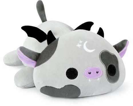 shownicer Plüschtier Kuh Kuscheltier Stofftier Kawaii Kuh Plüsch Kissen Spielzeug Milchkuh Plüsch Kinder 3+ Jahre (Grau, 30cm)