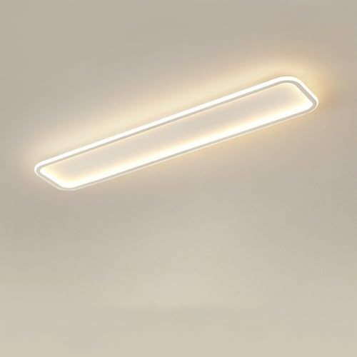 TZSMUM LED Rechteckig Deckenleuchte Weiß Lang 3000K/4000K/6000K Deckenlampe Modern 3 Farbtemperatur Deckenbeleuchtung Aluminium Deckenleuchte Wohnzimmer Schlafzimmer Büro Küche (Warmes Licht,80cm)