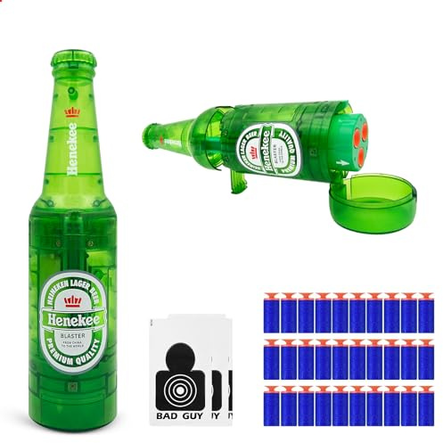 UNIKONIO Drink Bottle Toy Blasters, Toy Gun with Foam Dart Bullets, Soda Blaster Guns Shooting Model, Mini Gun, Christmas Halloween Birthday Party Gifts for Boy Girl - Green