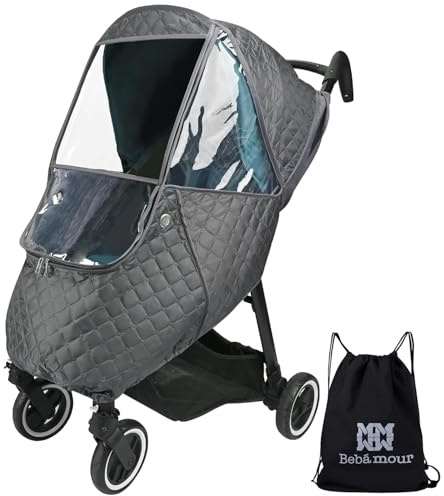 Bebamour Stroller Rain Cover Universal Stroller Accessory, Waterproof, Windproof Protection, Protect from Dust Snow, Baby Travel Weather Shield (Dark Grey)