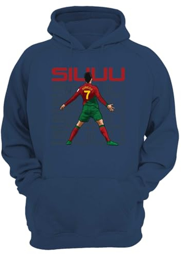 Siiuuuu fotboll Ronaldo-inspirerad huvtröja sporttröja, Marinblått Xsp, 12 Years
