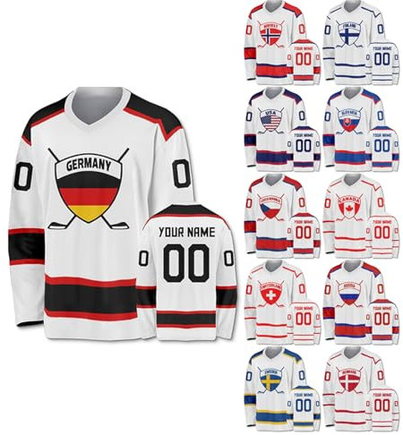 HGWOPGASD Personalisiertes Eishockey Trikot Personalisierbar Bedruckt LangäRmelig Hockey Trikot Bekleidung für Ice Hockey Fans Herren Damen Jugendliche A01