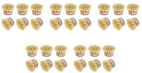 Reinscer Washing Up Brush,Dish Brush,30 Pcs Replacement Brush Heads Wooden Cleaning Dish Brush Refillable Kitchen Beech