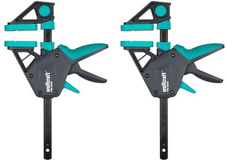 wolfcraft 2 pinze a una mano PRO Ergo - Forza di serraggio 150 kg - 8675060 - Il comodo morsetto per un utilizzo universale - 150 mm di larghezza di serraggio - Made in Europe