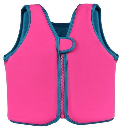 Kids Swim Vest with Zipper, Neoprene Swimsuit, Child Swimming Jacket, Swimming Training Aid, Great for Boys Girls Swim Lesson(Pink,XL (7-9 Years))
