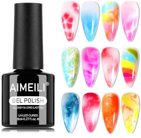 AIMEILI Clear Nail Blooming Gel Difusor, Esmalte Semipermanente De Uñas Blossom Transparente Magic Blooming Flores Gel Nail Art, Soak Off UV LED 8ml Quita Soak Off Salon Home Manicura DIY