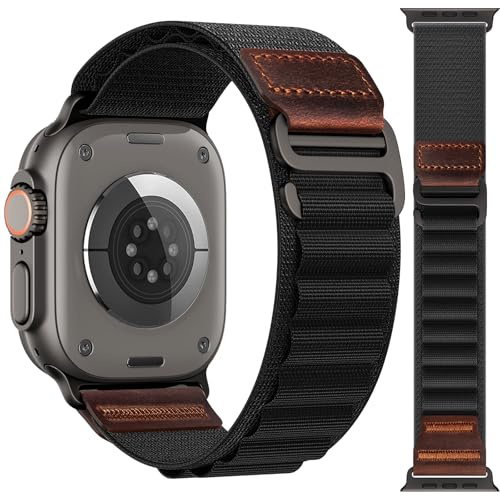 Cigamoka Alpine Loop en Cuir Compatible avec Bracelet Apple Watch Ultra 3 2 Ultra, Series SE 3 2 SE 11 10 9 8 7 6 5 4, Nylon Sport Bracelets pour iWatch 49mm 46mm 45mm 44mm Femmes Hommes