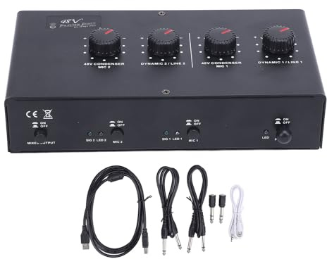 Eujgoov Amplificateur de Microphone, Micro Dynamique à 2 Canaux, Portable Studio Pro Performance en Direct Entrée XLR, Double Accompagnement BT Réglable
