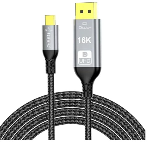 Aboiled UHD USB C to Displayport 16K Cable Type-C to DP2.1 Extension Adapter for Laptop Monitor 8K 60Hz 4K 240Hz 80Gbps 2m