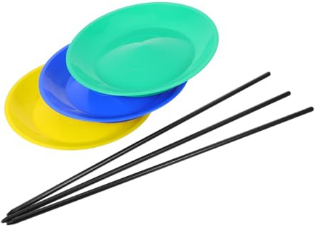 UPKOCH 3 Satz Teiliges Jonglierteller Set mit Stäben Professionelle Leichte Kunststoff-Teller für Zirkus Straßenvorführungen Balancetraining und Sensorische