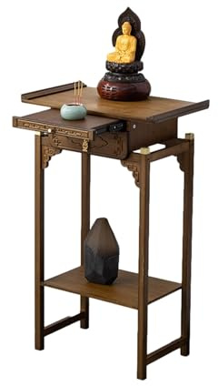 SFJATTA Autel de prière Niche de Bouddha, Meuble Chinois avec Rangement, Bord de retenue, avec tiroir, pour Petits espaces(66 * 40 * 108cm)