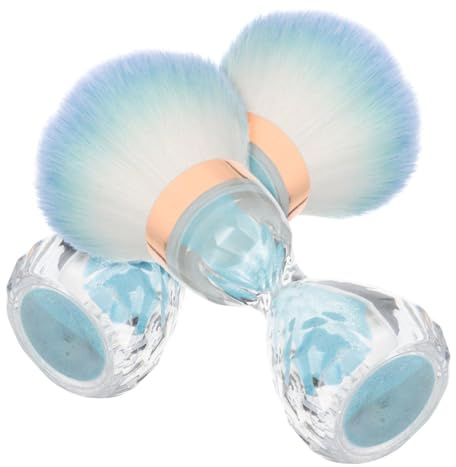 CATIEBYE 2pcs Sky-blue Large Head Nail Dust Brush for Manicure Cleaning Soft Hair Acrylic Powder Removal Makeup Brush for Nail Polish Cleanup and Fingernail Care