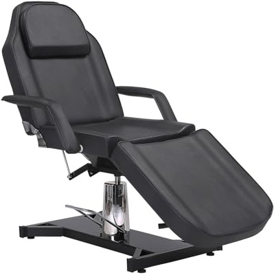 Home Nature Hydraulische Kosmetikliege, Höhenverstellbare Massageliege, Professionelle Tattoo-Liege, Mobile Massagebank, Belastbar bis 120 kg (Schwarz, H60-105cm)