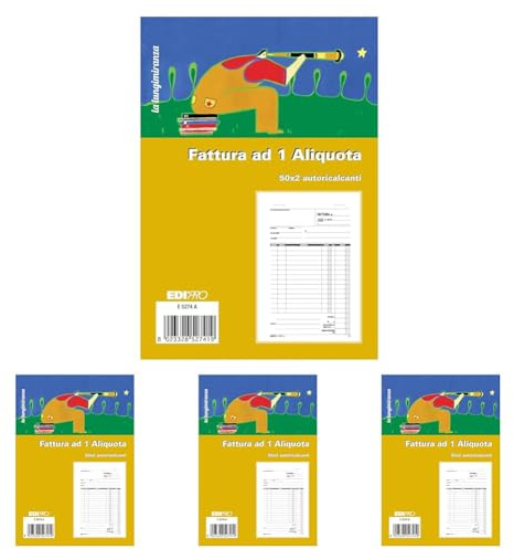 Edipro - E5274A - Blocco fattura 1 aliquota 50x2 autoricalcante f.to 22x14,8 (Confezione da 4)
