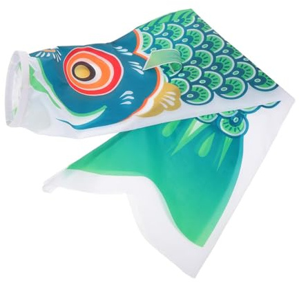 IWOWHERO Bandiera Giapponese a Forma di Carpa 100 Cm Verde, Manica a Vento per Decorazioni da Giardino e Feste Giapponesi, Streamer a Vento Resistente per Esterni Tessuto Vivace