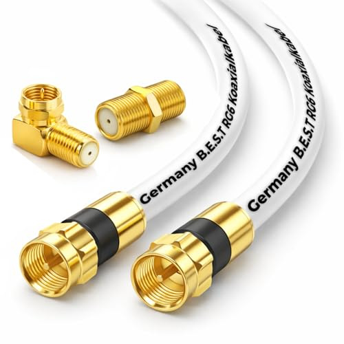 SAT Antennenkabel 2m Koaxialkabel 135 dB Class A+ TV Kabel 4K vergoldet