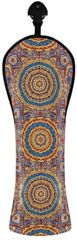 Copri mazza da golf vintage con motivo floreale mandala, per driver ibrido, in pelle PU, con etichette intercambiabili, per donne e uomini