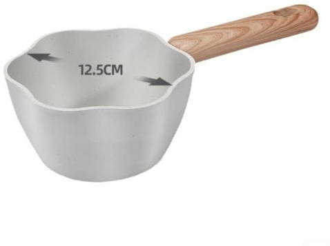 Petite casserole à lait avec bec verseur – Revêtement en pierre Maifanite – Chauffe-beurre pour plaques à induction – Poêle légère en aluminium 23 x 6 cm (blanc)